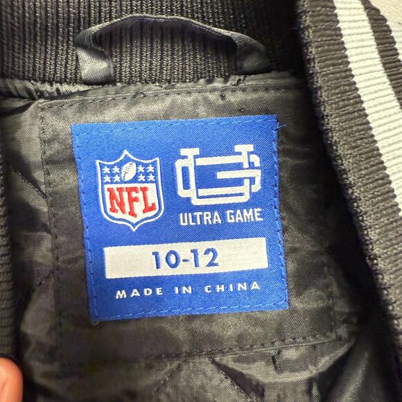 NFL Las Vegas Raiders Bomber Jacket Button up Coat Youth M (10-12) MSRP $130 - Picture 5 of 10